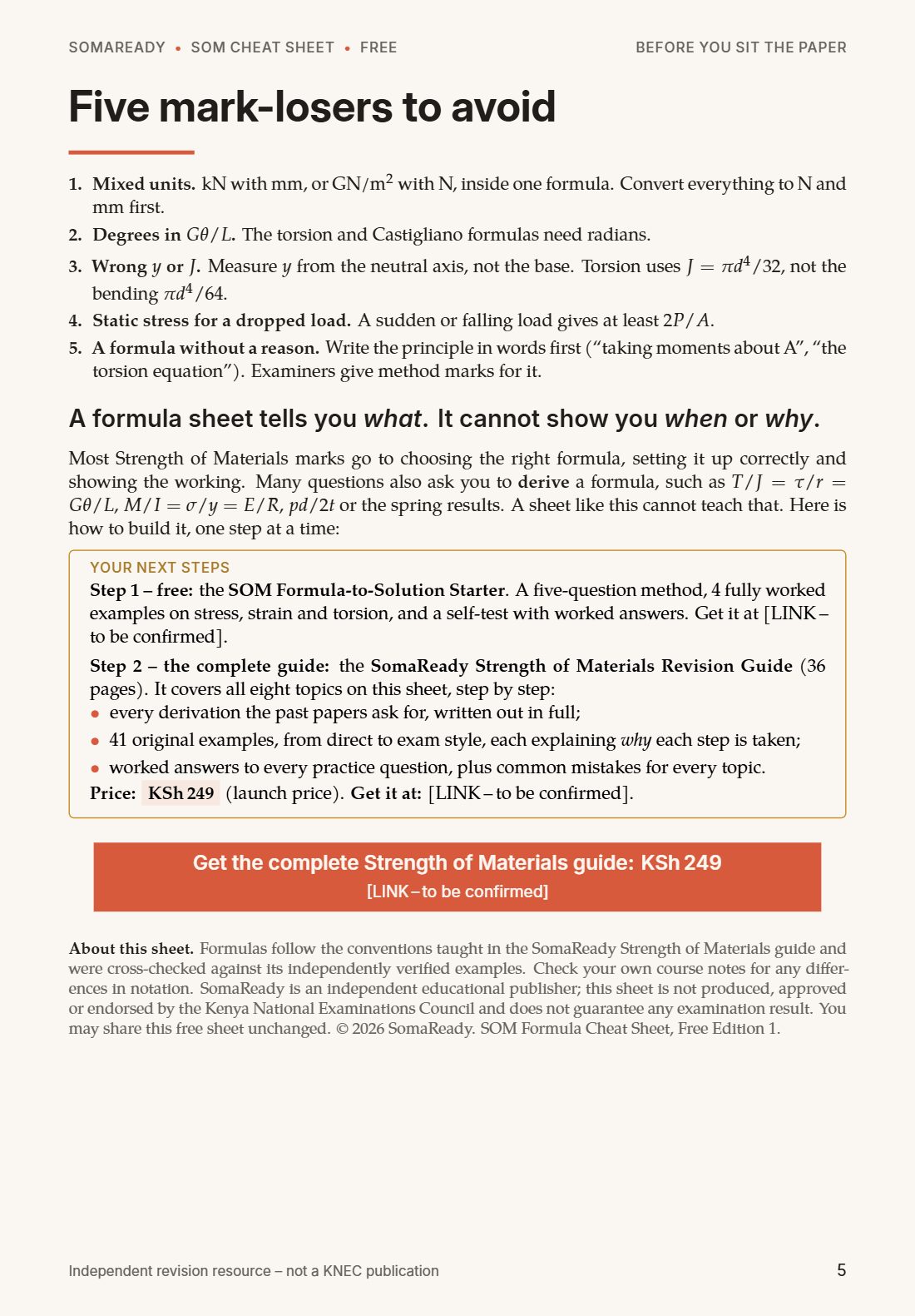 Page 5: five mark-losers to avoid before you sit the paper