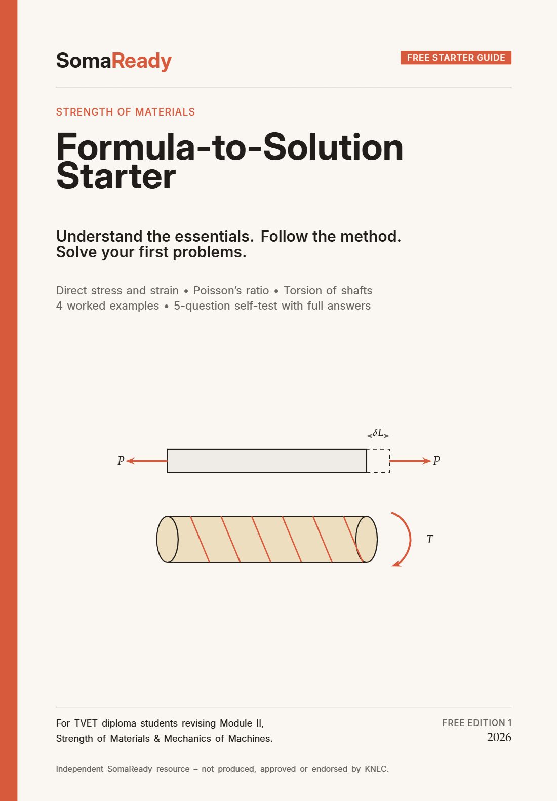 Cover of the Strength of Materials Formula-to-Solution Starter, free, Edition 1